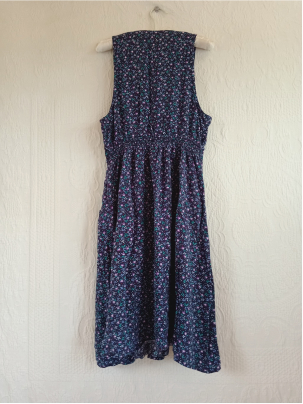 Vintage Dark Floral pinafore wrap dress Grunge 90s Jumper Stuart Alan pockets sm - Picture 14 of 15
